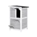 Caseta para gatos de madera resistente a la intemperie de 2 pisos - uso exterior