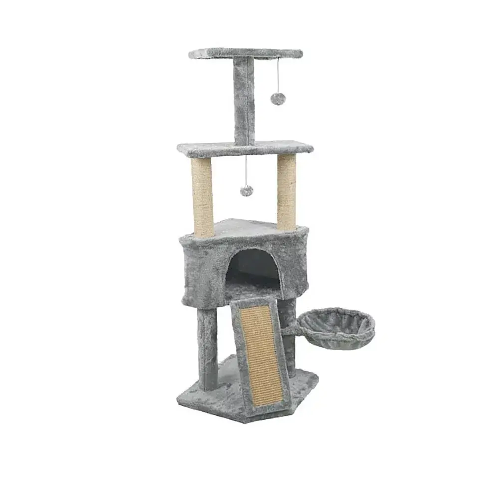Árbol gatos gris, 3 niveles, con rascador y cesta