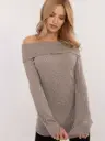 Pulover damă bej off-shoulder, mărime unică