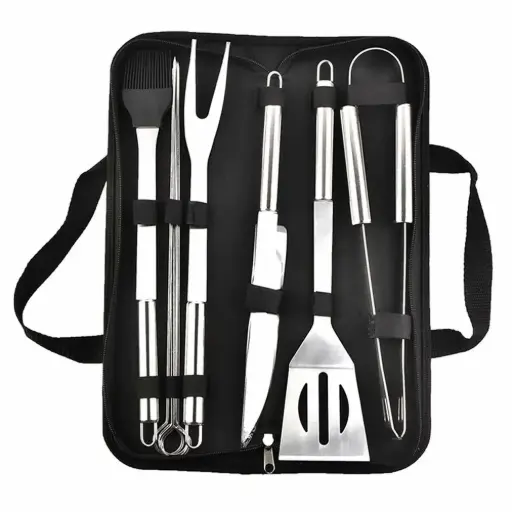 [HOP1001051] Set de utensilios BBQ de 9 piezas con bolsa