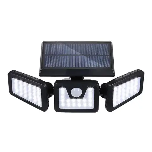 [HOP1001246] Draaibare LED zonnelamp met sensor - 3 panelen - IP65