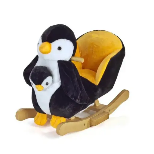 [HOP1001406] Mecedora de peluche para niños - pingüino con función musical